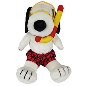 PEANUTS PLUSH SCUBA SNOOPY SNORKEL RARE  9" AGES 3+ - FIESTA ITEM #60179621